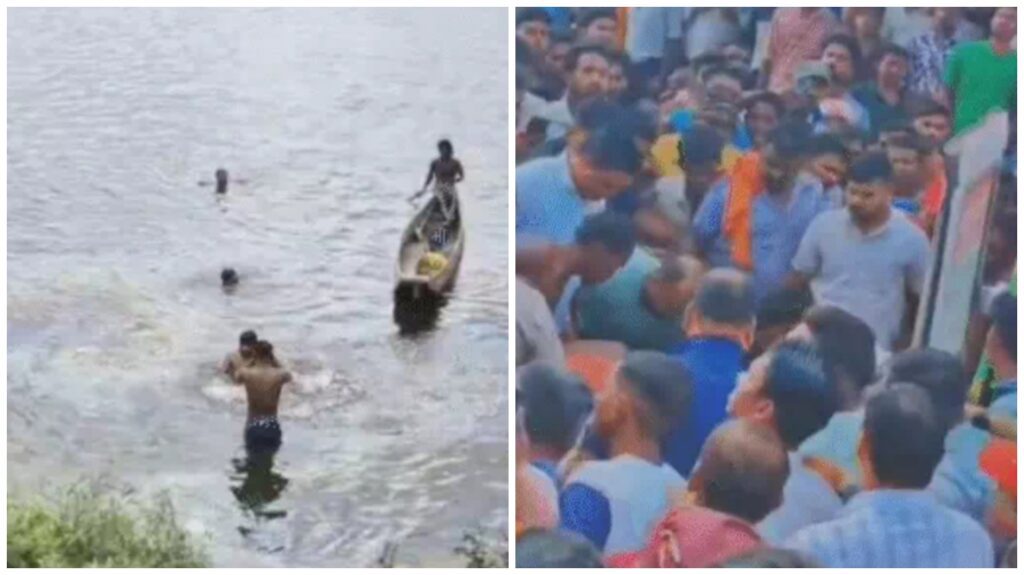 Car Fell in River : पुल से कार नदी में गिरी, एक युवक की मौके पर मौत, क्रेन से निकली गई कार, 